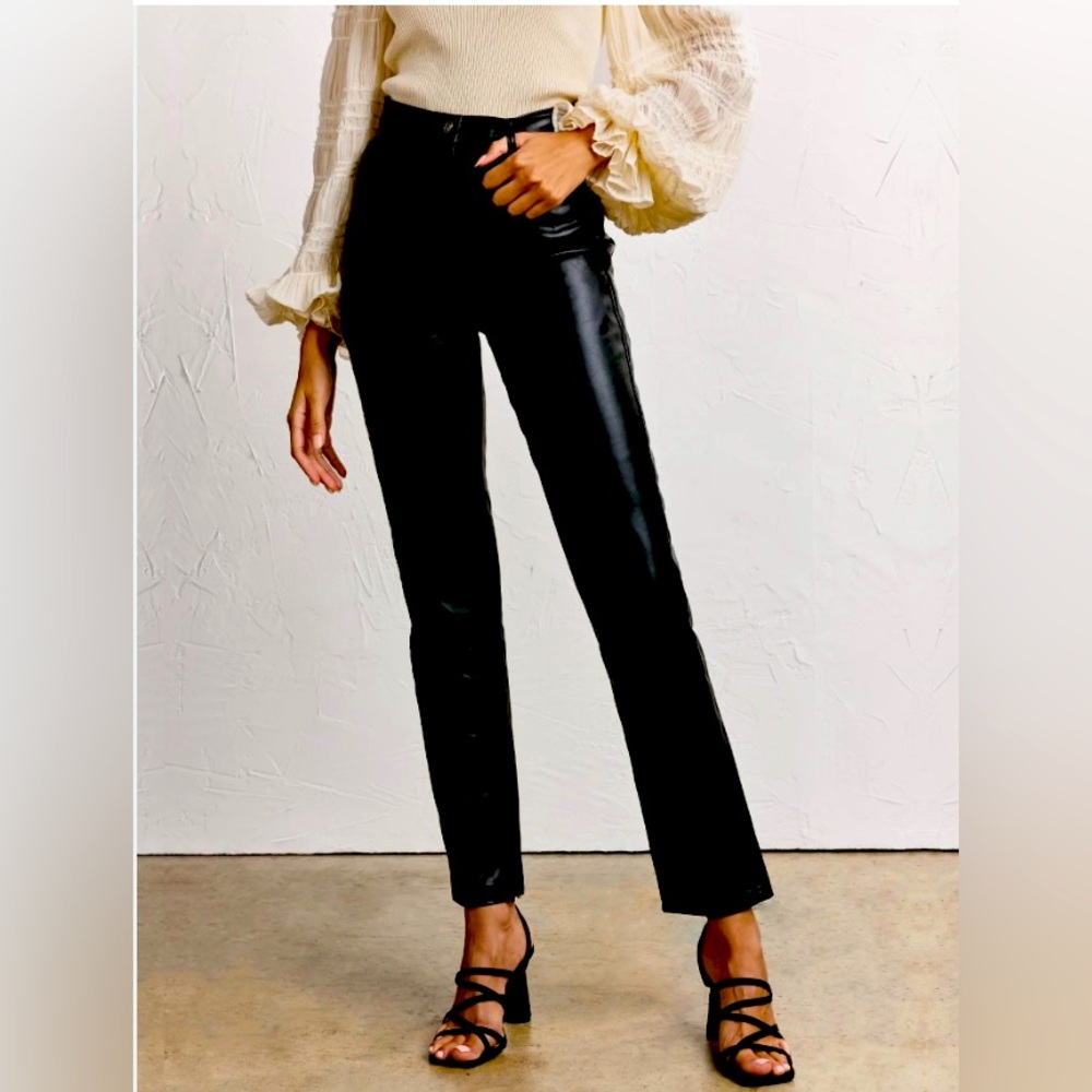 High Waisted Faux Leather Pant Edit By Nine Size S Waist  24” Length 27” Pd $98